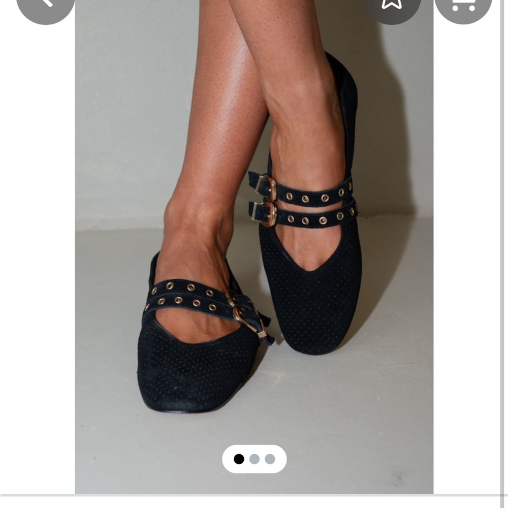 Dolce Vita Onyx Suede Ballet Flats with Buckle Detail
